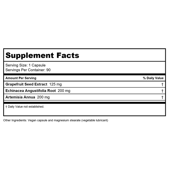 NutriBiotic Grapefruit Seed Extract CapsulesPlus, 125 mg of GSE, 90 Count - Supplement Facts panel