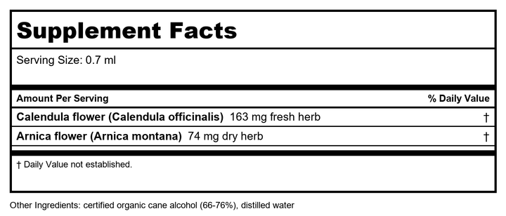 Herb Pharm Trauma Oil Compound, 4 Ounce - Supplement Facts panel