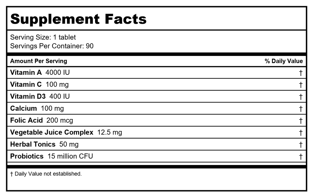 Rainbow Light Kids One Multivitamin 90 tab ( Multi-Pack) - Supplement Facts panel
