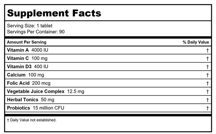 Rainbow Light Kids One Multivitamin 90 tab ( Multi-Pack) - Supplement Facts panel