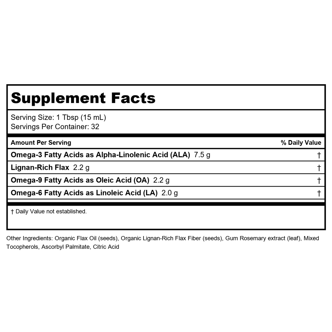 Flax Oil Super Lignan 2 Pack 16Oz - Supplement Facts panel