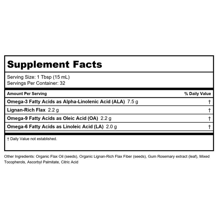 Flax Oil Super Lignan 2 Pack 16Oz - Supplement Facts panel