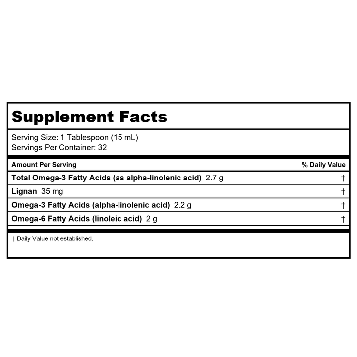 Flax Oil Super Lignan 4 Pack 16Oz - Supplement Facts panel