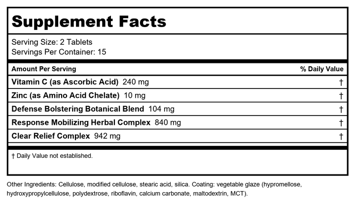 Rainbow Light Counter Attack, 30 Count (Pack of 3) - Supplement Facts panel