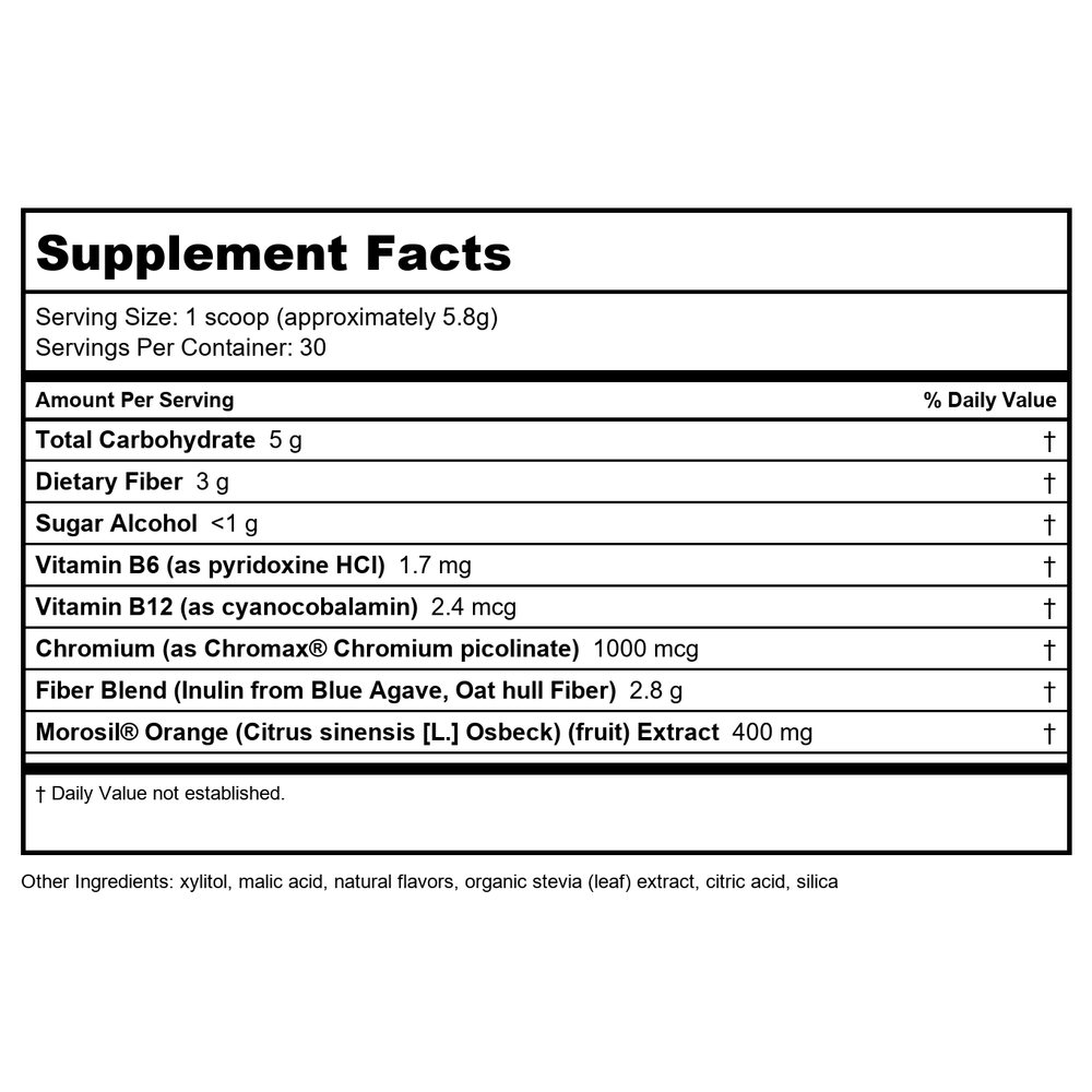 153989 6 oz Weight Manager Citrus Drink Mix - Supplement Facts panel