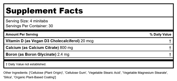 Rainbow Light Calcium Citrate Mini-Tabs 120 Tab - Supplement Facts panel