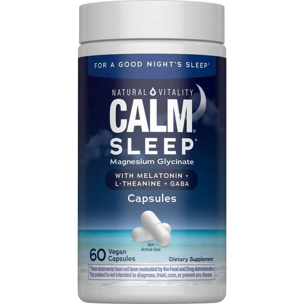 Nature s Vitality CALM Sleep Magnesium Glycinate 60 Vegan Capsules - Supplement Facts panel
