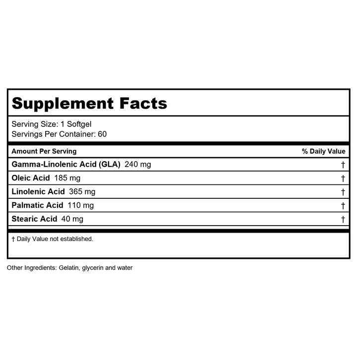 Ecological Formulas Borage Oil Gla-240, White, 60 Count - Supplement Facts panel