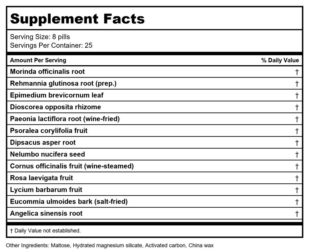 Plum Flower Ba Ji Yin Yang Wan by MayWay - Supplement Facts panel