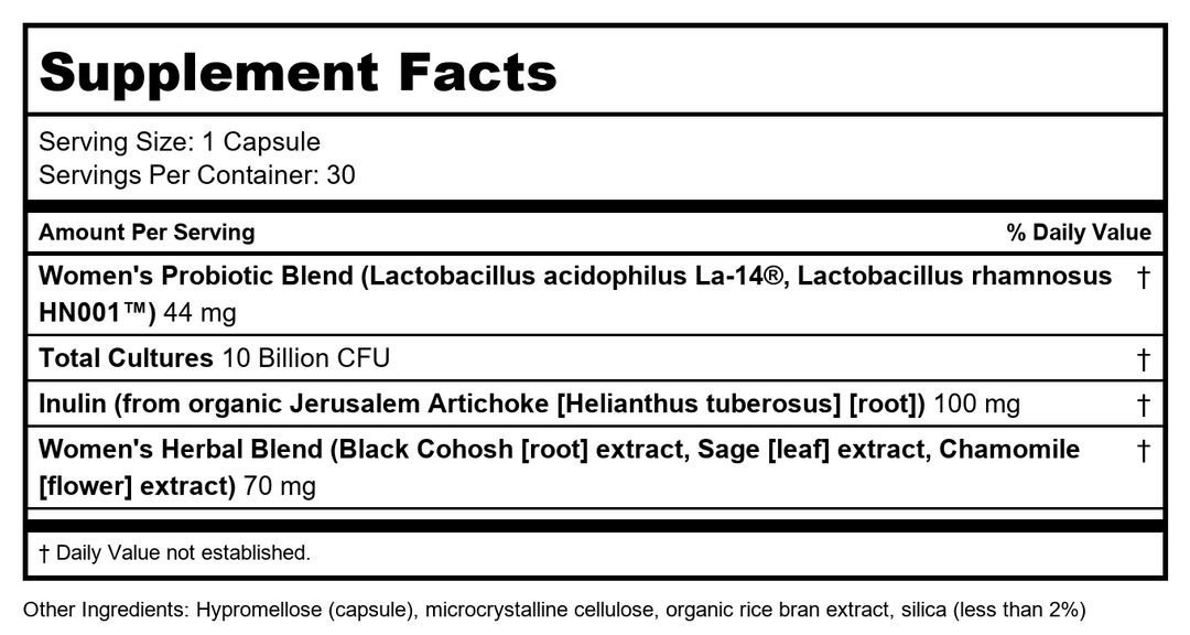 New Chapter All-Flora Probiotic Menopause Balance, Ultra-Concentrated Probiotics for Women with Black Cohosh for Menopause Hot Flashes, 100% Vegan, 30 Vegan Capsules - Supplement Facts panel