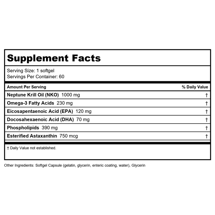 NOW Foods Neptune Krill Oil (500mg) 120 sgels (Multi-Pack) - Supplement Facts panel