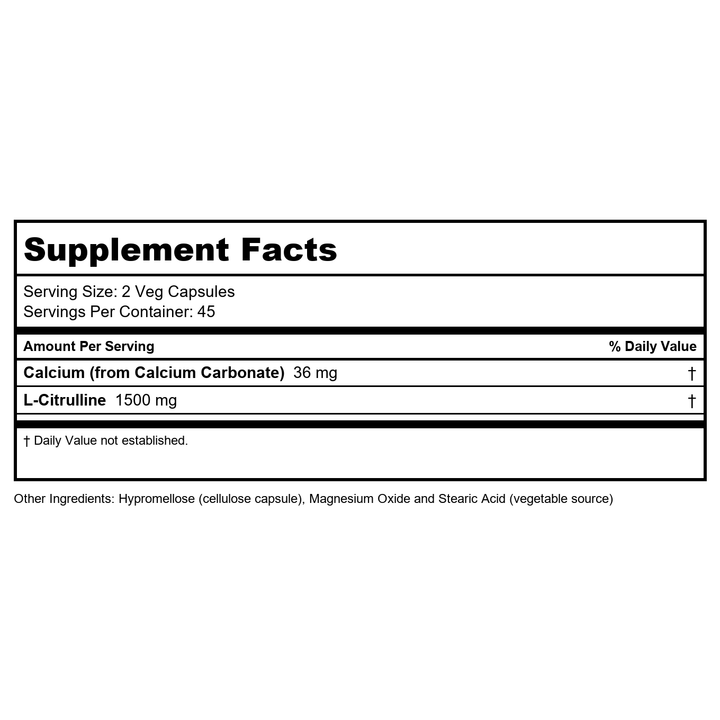 NOW Foods CITRULLINE 750MG 90 VCAPS - Supplement Facts panel