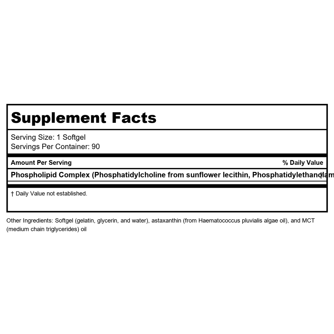 Seeking Health Optimal PC - Support Brain &amp; Liver Health with Choline - Energy Support Supplement with Sunflower Lecithin - 800 mcg, 90 Softgels - Supplement Facts panel
