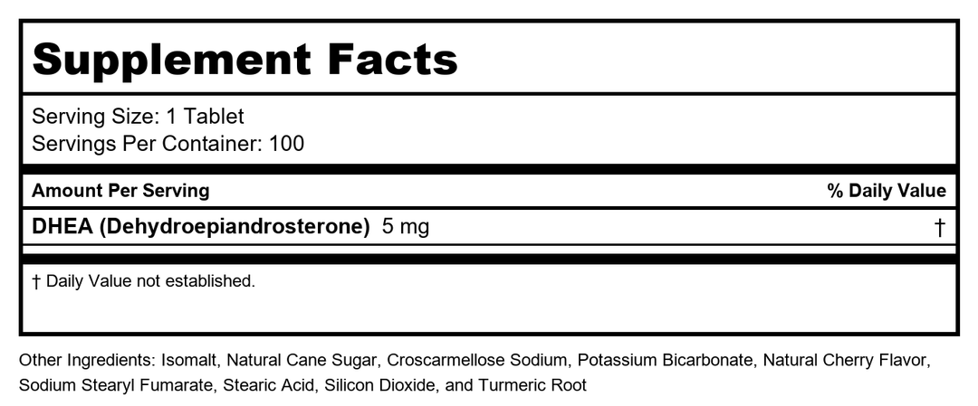 Ortho Molecular DHEA Tablets 5 mg(Micronized) - Supplement Facts panel