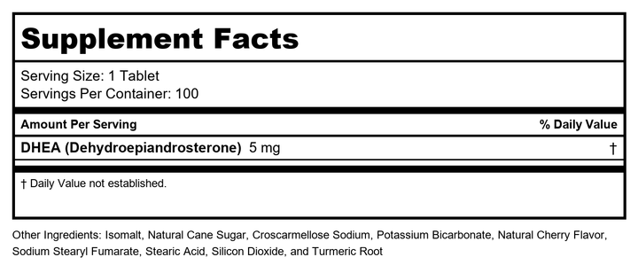Ortho Molecular DHEA Tablets 5 mg(Micronized) - Supplement Facts panel