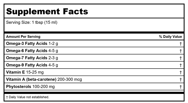 Pure Sea Buckthorn Oil : 65571: Oil, (Carton) 1oz - Supplement Facts panel
