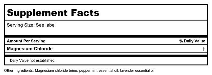 LIFE-FLO MigraZap Magnesium Roll On w/Magnesium Chloride, Lavender Essential Oil, Peppermint Essential Oil - Massage onto Temples, Forehead and Neck to Help Soothe The Mind, 60-Day Guarantee, 0.24oz - Supplement Facts panel