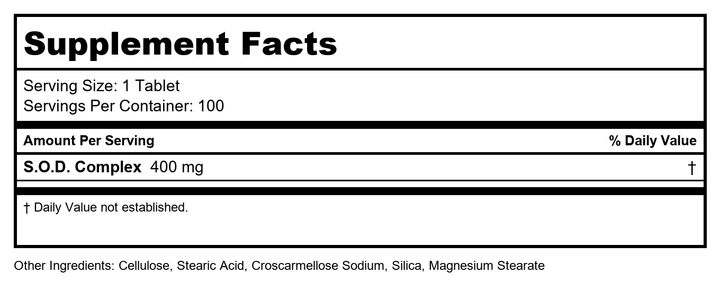 KAL 400 Mg S.o.d. 3000 Tablets, 50 Count - Supplement Facts panel