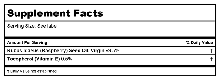 LIFE-FLO Pure Red Raspberry Seed Oil 2oz - Supplement Facts panel
