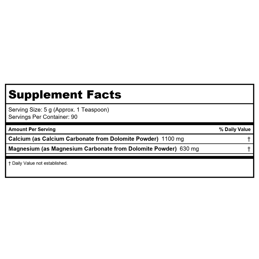 Dolomite Powder 16oz / Powder - Supplement Facts panel