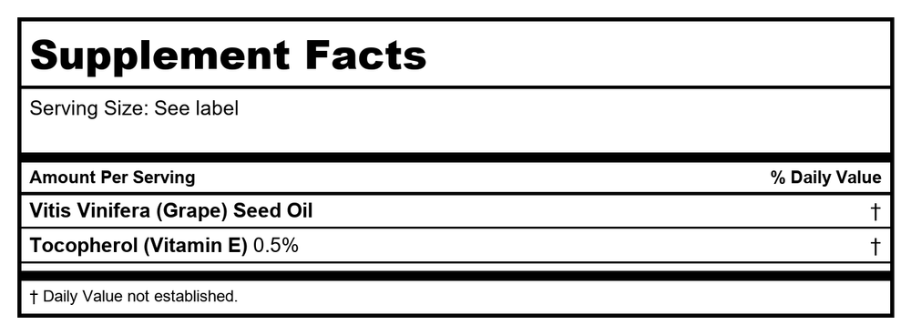 Life-Flo Pure Grapeseed Oil Organic - 16 fl oz - Supplement Facts panel