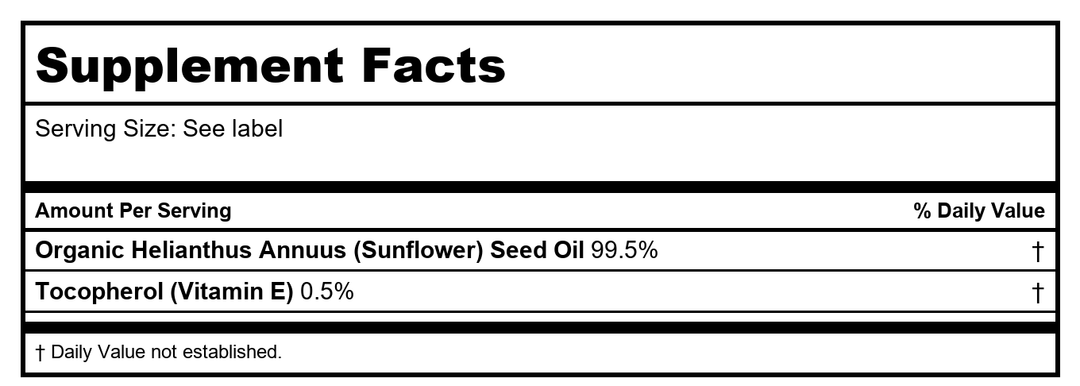 LIFE-FLO Carrier Oil | 16oz (Pure Hempseed Oil) - Supplement Facts panel