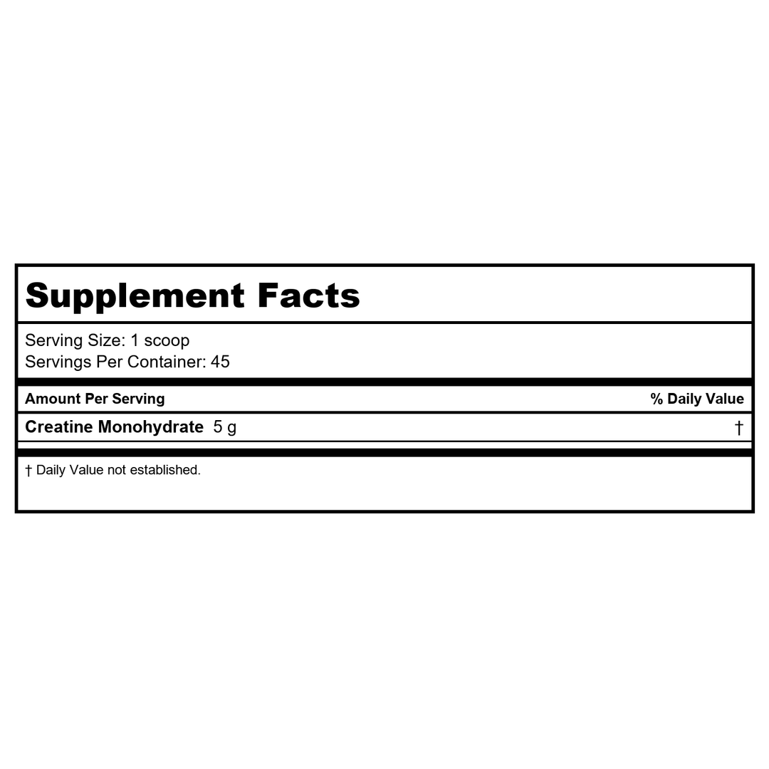 Zhou Nutrition, Creatine Unflavoured, 7.94 Oz - Supplement Facts panel