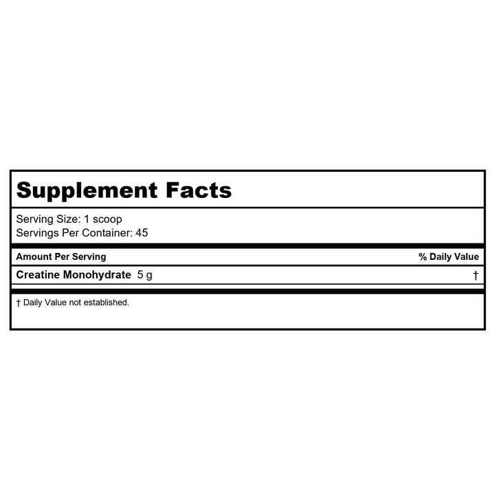 Zhou Nutrition, Creatine Unflavoured, 7.94 Oz - Supplement Facts panel