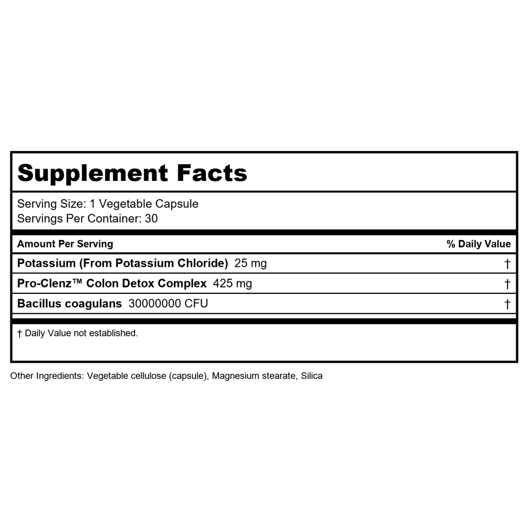 Zhou Pro-Clenz | 7 Day Colon Cleanse Detox with Probiotics | Healthy Weight  Regularity &amp; Digestion Formula | 30 Capsules - Supplement Facts panel