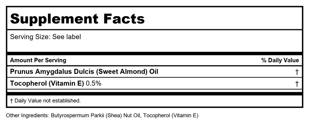 Life-flo Pure Shea Nut Oil, Cold Pressed, Hair Care, Skin Care, Multi-Purpose Body Oil Nourishes Dry Hair and Skin, Stays Liquid at Room Temperature, 60 Day Guarantee, Not Tested on Animals, 16oz - Supplement Facts panel