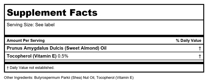 Life-flo Pure Shea Nut Oil, Cold Pressed, Hair Care, Skin Care, Multi-Purpose Body Oil Nourishes Dry Hair and Skin, Stays Liquid at Room Temperature, 60 Day Guarantee, Not Tested on Animals, 16oz - Supplement Facts panel