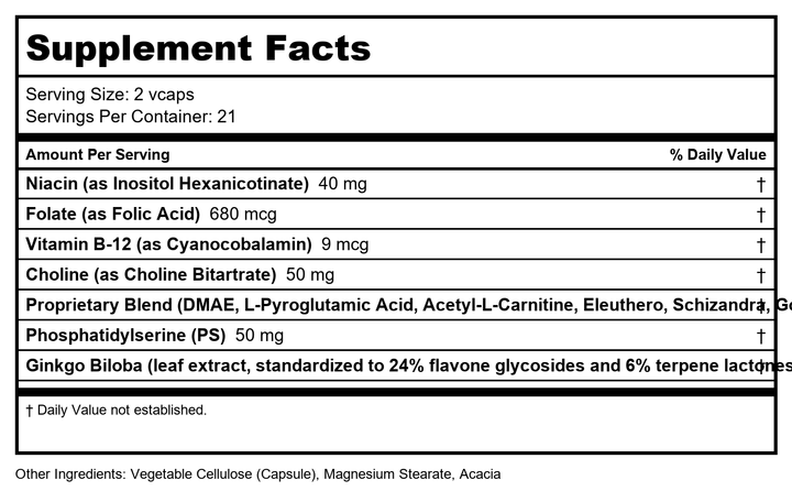 Natural Balance Memory 2000  42 Ct - Supplement Facts panel