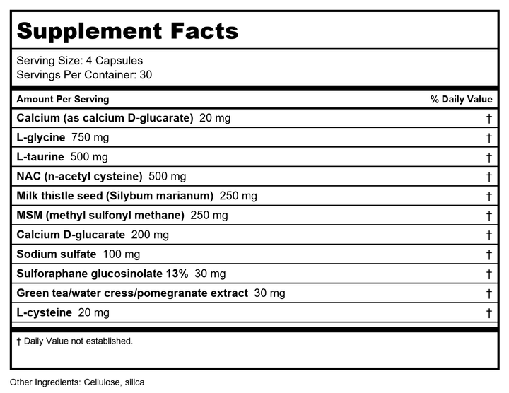 Nutra BioGenesis - BioCleanse Capsules, 120 Capsules - Supplement Facts panel