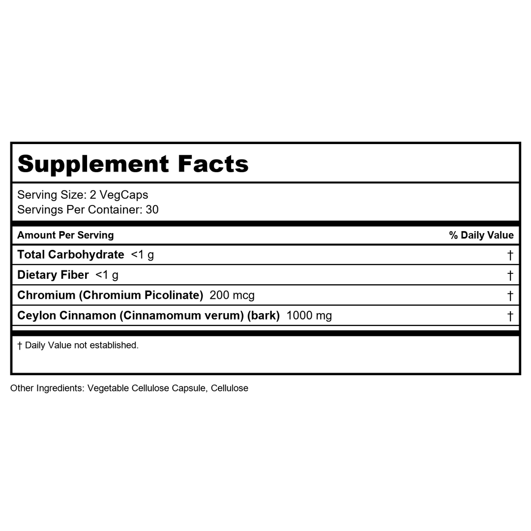ZHOU Heart Hero Ceylon Cinnamon - Ceylon Cinnamon Capsules for Women and Men, Cinnamon Verum Supplement with 1200 mg Per Serving for Heart and Joint Health - 60 Veggie Capsules - Supplement Facts panel