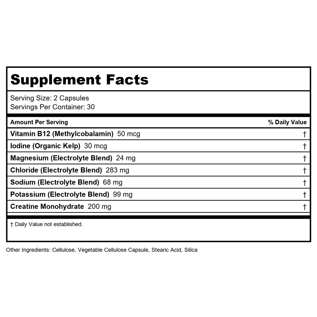 ZHOU Fast Support - Fasting Electrolytes No Sugar, Fasting Salts Supplement for Intermittent Fasting for Women &amp; Men with Magnesium, Sodium Chloride &amp; Potassium - 60 Veggie Capsules - Supplement Facts panel