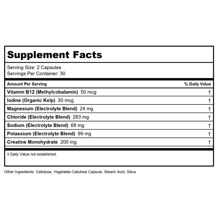 ZHOU Fast Support - Fasting Electrolytes No Sugar, Fasting Salts Supplement for Intermittent Fasting for Women &amp; Men with Magnesium, Sodium Chloride &amp; Potassium - 60 Veggie Capsules - Supplement Facts panel