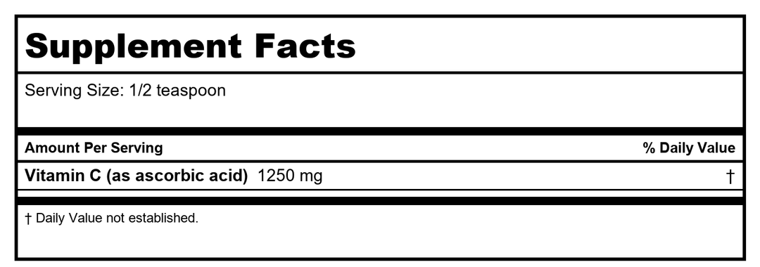 KAL Vitamin C Crystals Unflavored Tablets, 1250 mg, 4 Ounce - Supplement Facts panel