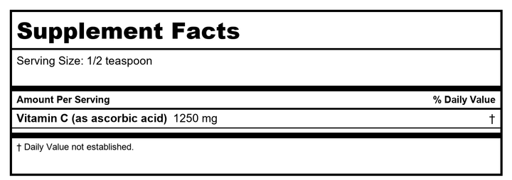 KAL Vitamin C Crystals Unflavored Tablets, 1250 mg, 4 Ounce - Supplement Facts panel