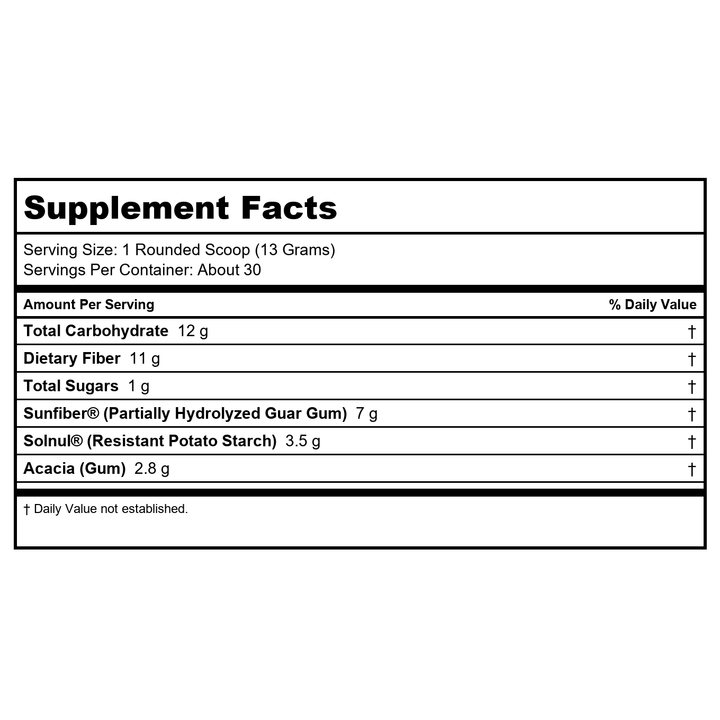 SOLARAY Triple Fiber Powder - Daily Fiber Supplement for Women and Men w/Prebiotics - Gut Health, Occasional Constipation, Digestive Health Support, Unflavored, Vegan, Gluten Free, 30 Servings, 14oz - Supplement Facts panel