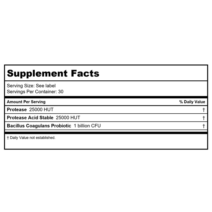 Zhou Nutrition Bloat Blast+ - Digestive Support Supplement for Women &amp; Men, Daily Digestive Enzymes with Probiotics for Gut Health, Gluten Free, Vegan - 30 Veggie Capsules - Supplement Facts panel