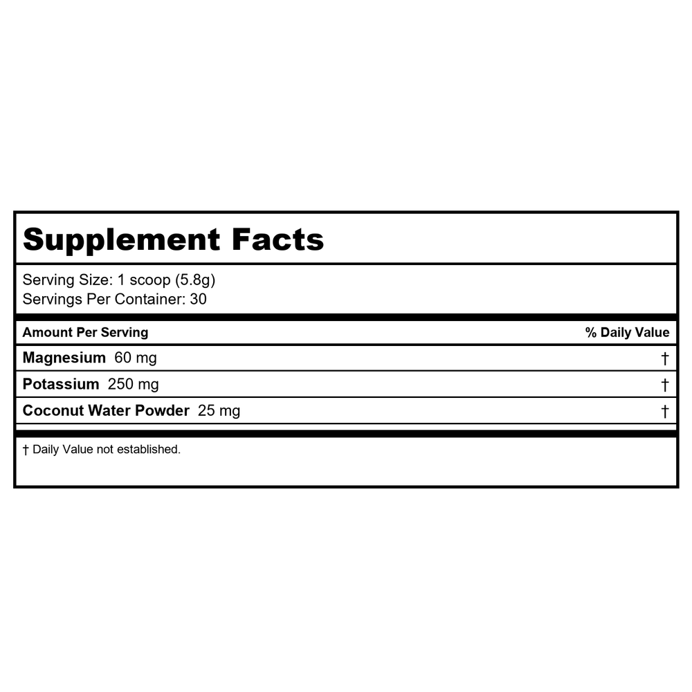 ZHOU Hydro-Fuel - Electrolytes Powder, Sugar Free Hydration Drink Mix w/Magnesium, Zinc, Potassium & Sodium, Minerals & Coconut Water Extract, No Sugar - Passionfruit Lemonade, 5.43 oz (30 Servings) - Supplement Facts panel