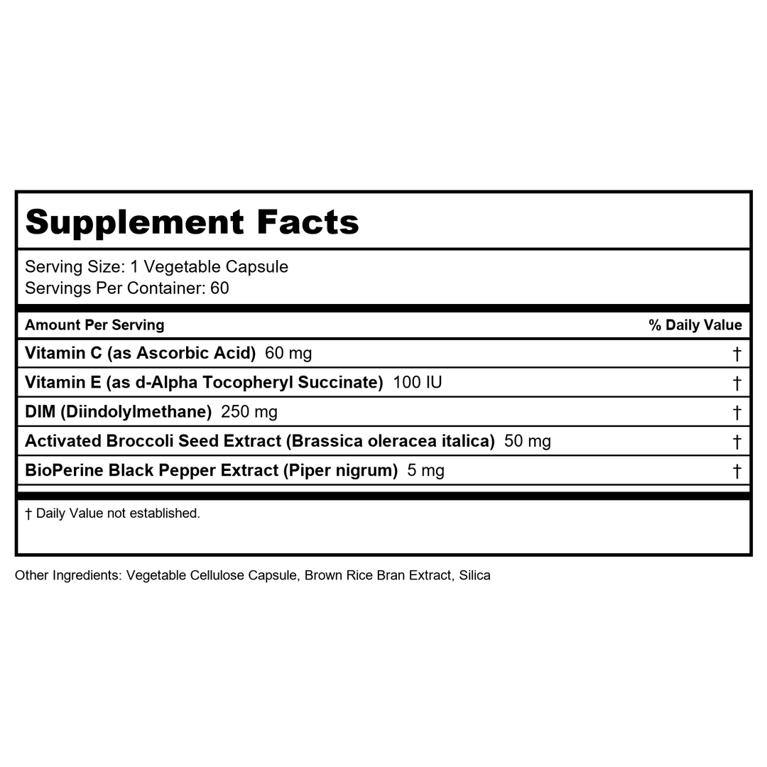 Zhou Nutrition Dim Active 60Ct, 60 Ct - Supplement Facts panel