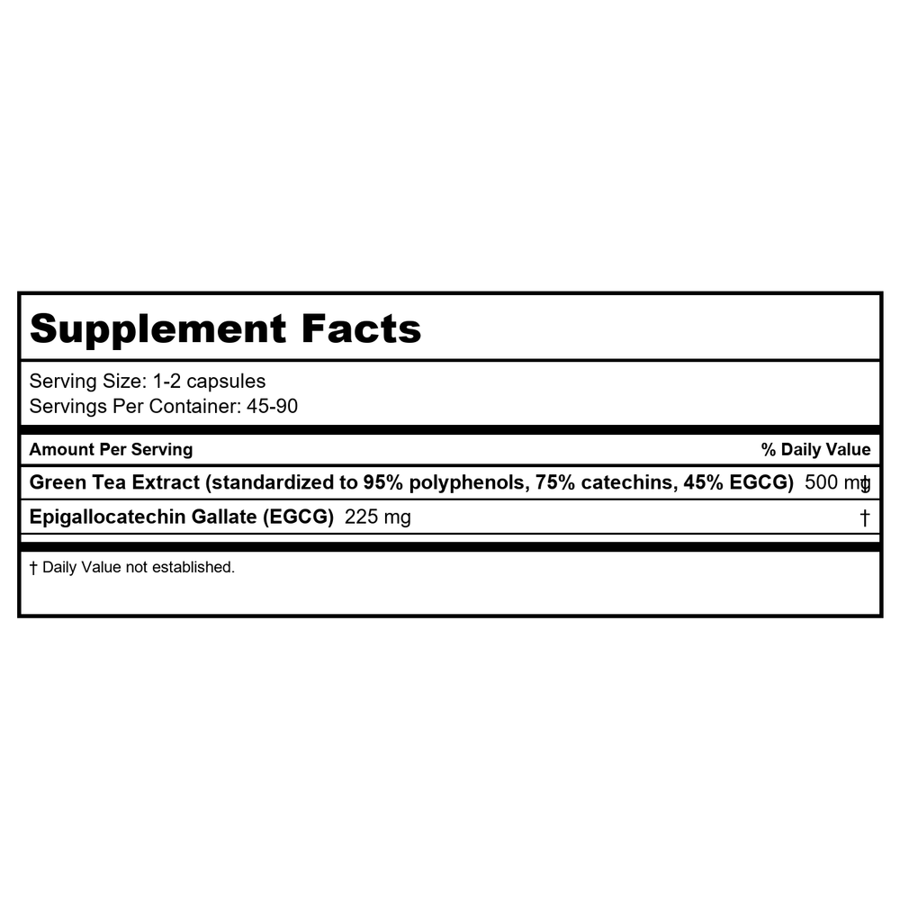 Green Tea Extract - Supplement Facts panel