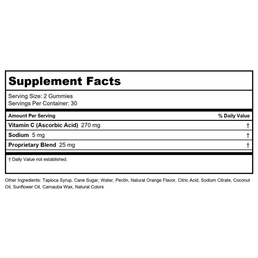 Vitamin C+ Gummies by Zhou Nutrition - Supplement Facts panel