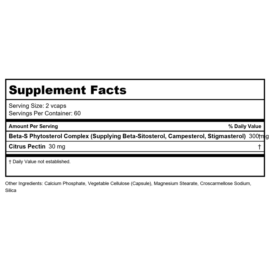Natural Balance Beta Sitosterol for Men | 120ct - Supplement Facts panel