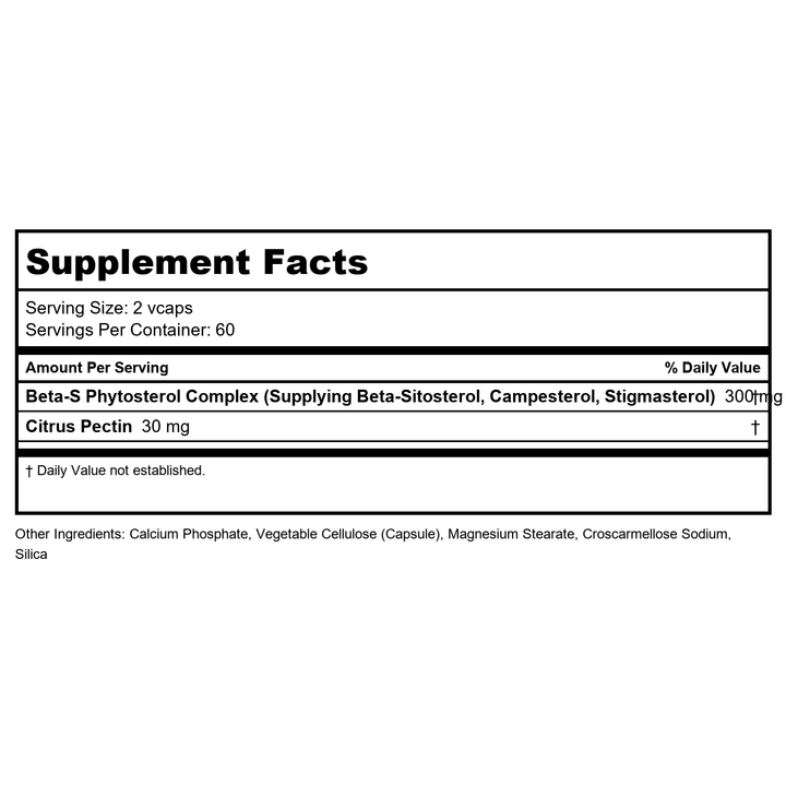 Natural Balance Beta Sitosterol for Men | 120ct - Supplement Facts panel