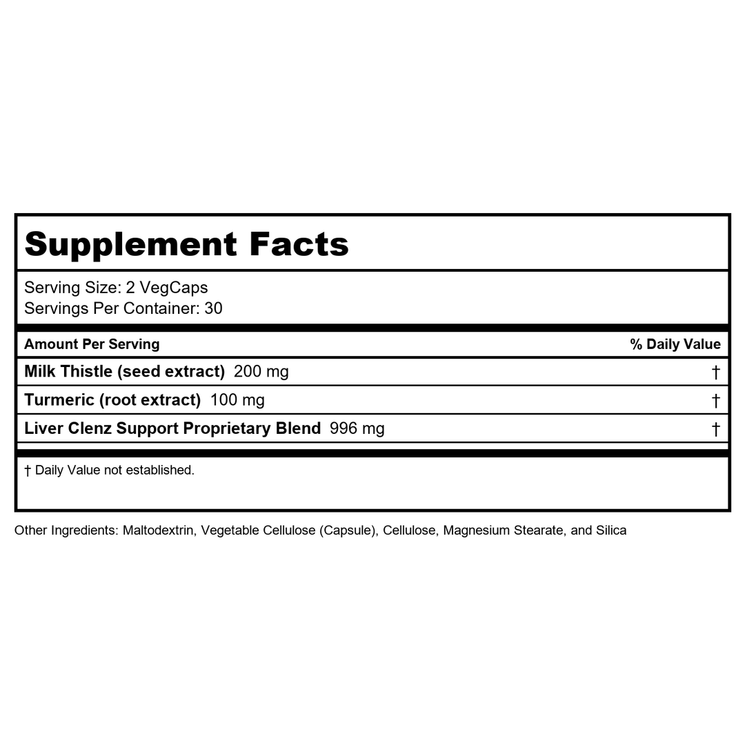 Body Gold, Liver Clenz, 60 Count - Supplement Facts panel