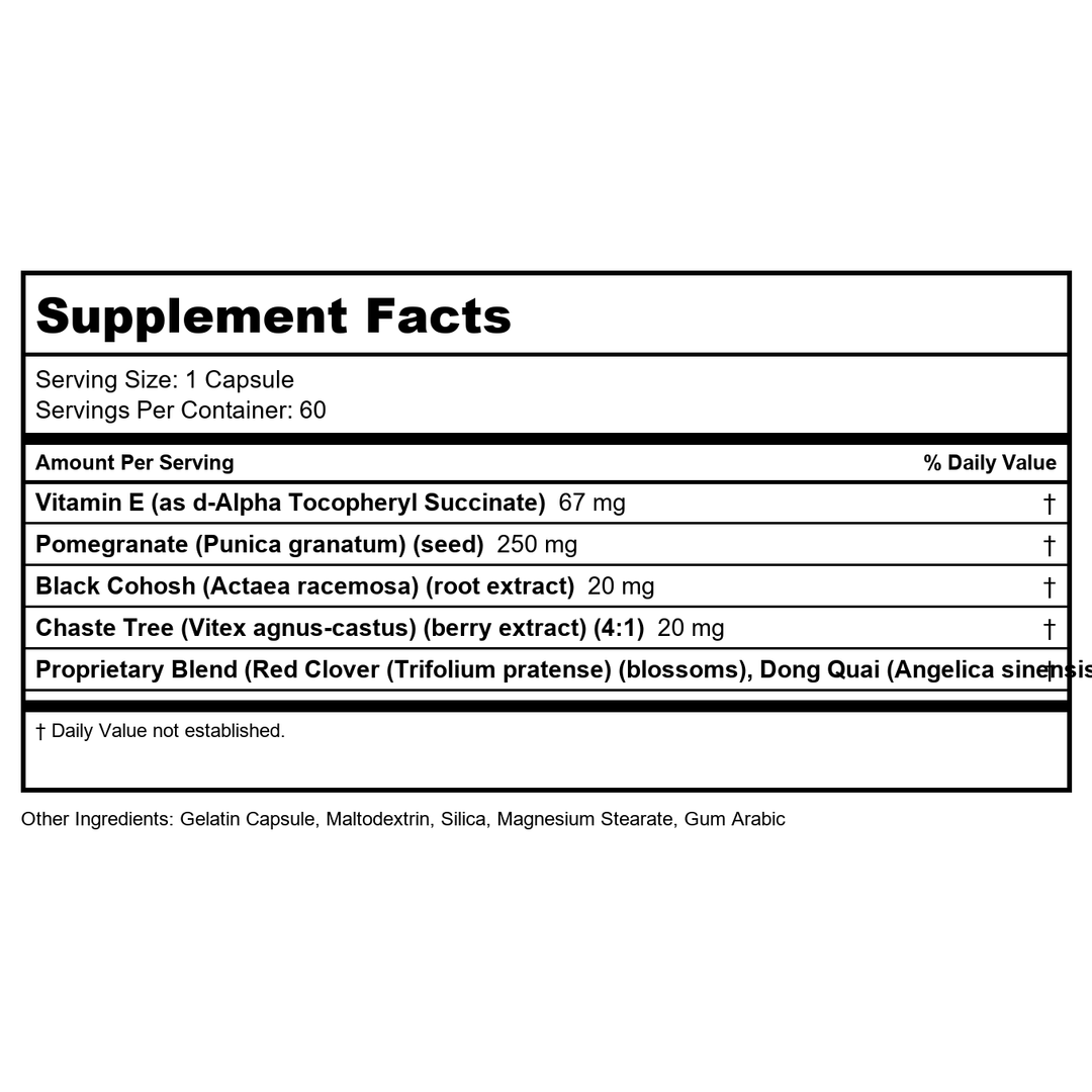 Body Gold Estro Max Menopause | 60 ct - Supplement Facts panel
