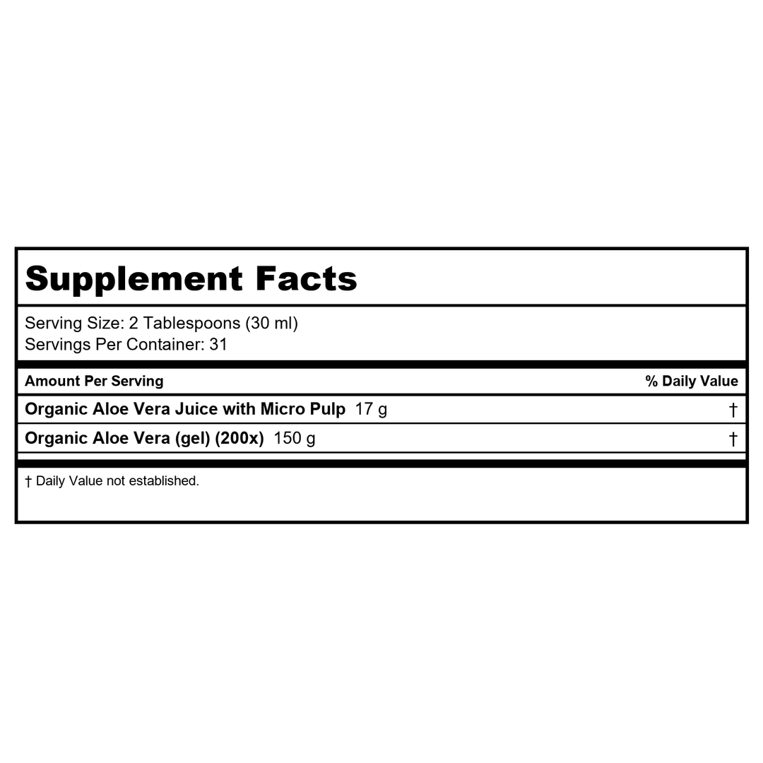 Juice,Og,Aloe Vera,Unflvd - Supplement Facts panel