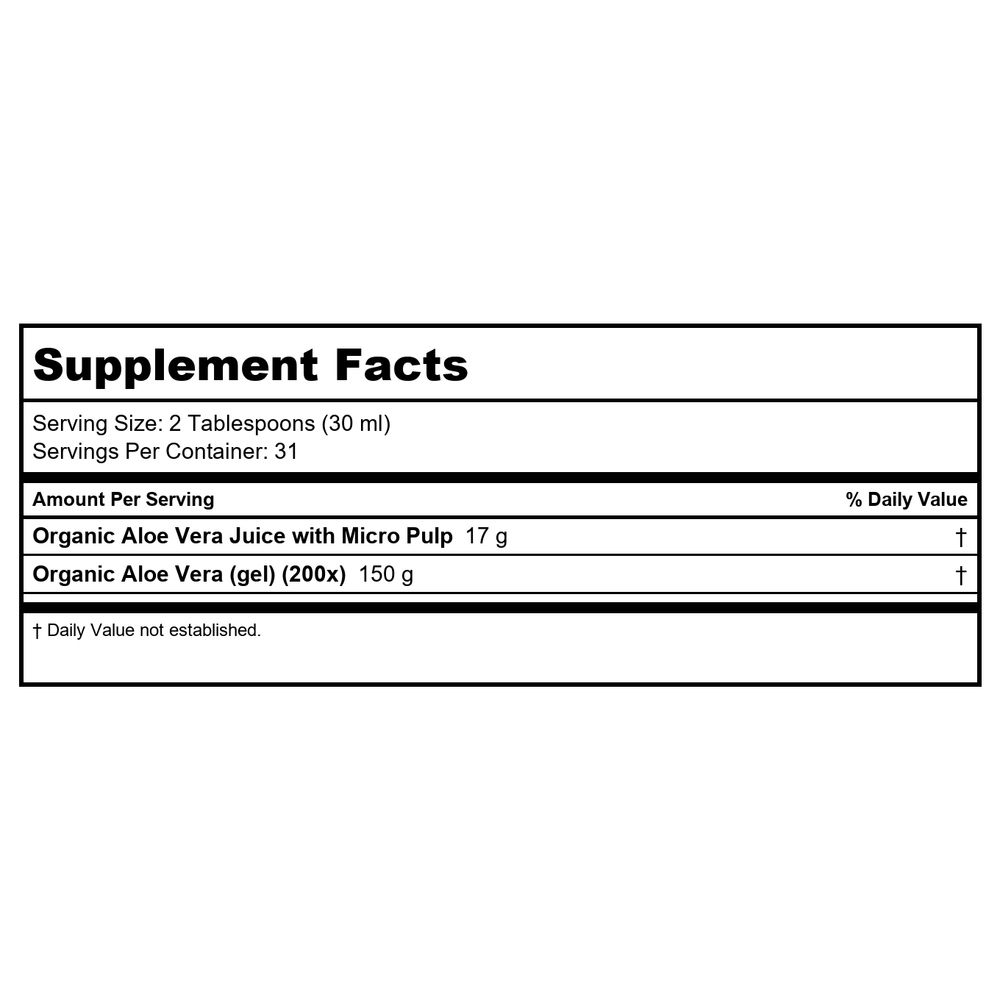 Juice,Og,Aloe Vera,Unflvd - Supplement Facts panel